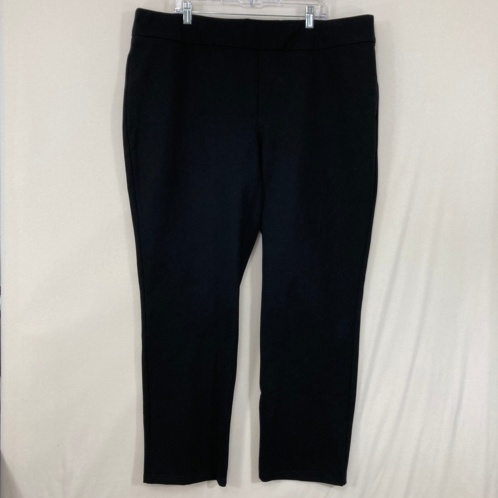 New MarlaWynne Straight Leg Pants size 24W Black Pull On Preppy Stretch Comfy